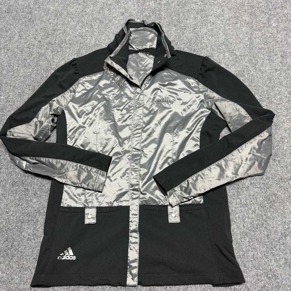 adidas Jacket Womens M Black Silver Medalist Golf Club Florida Climaproof